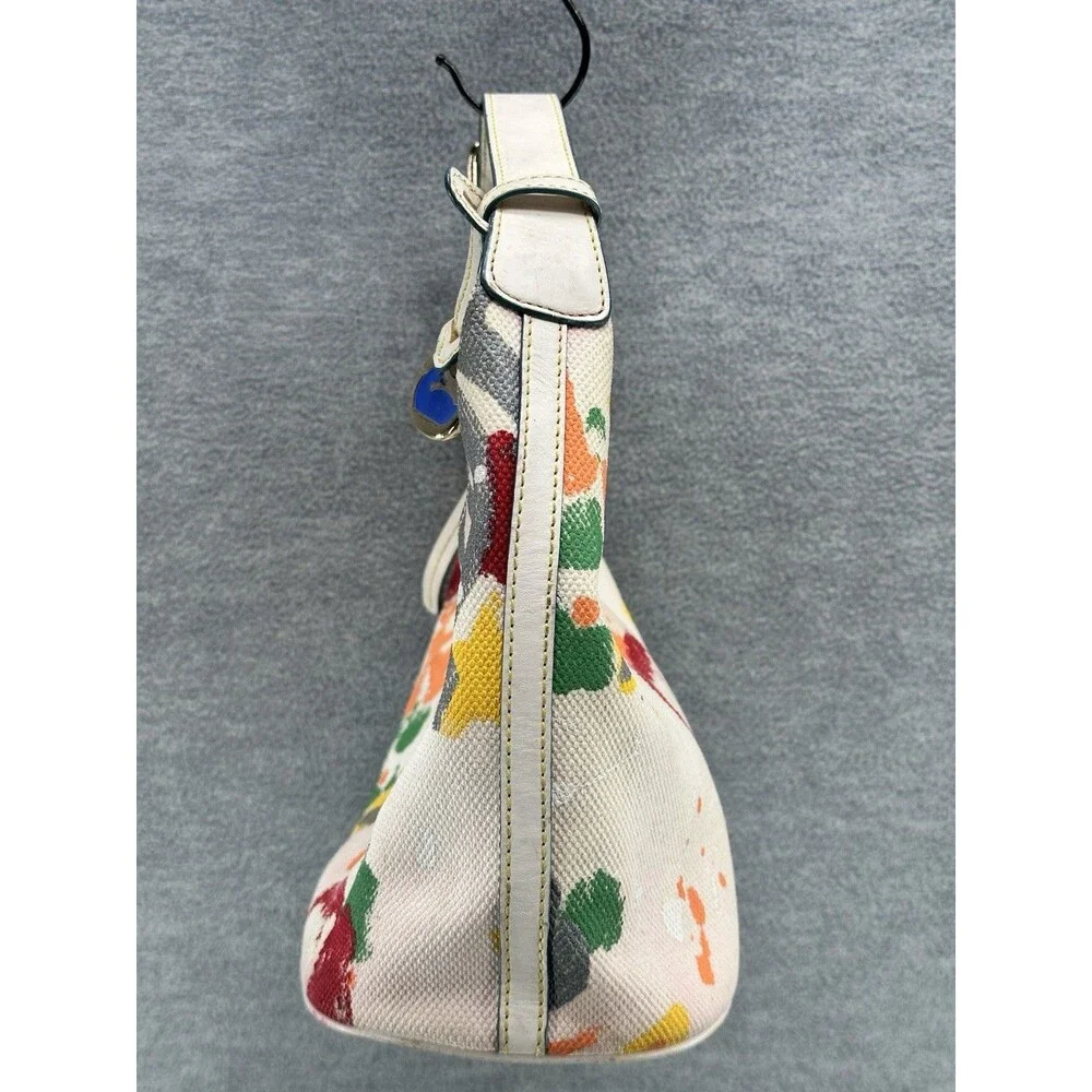 DOONEY & BOURKE White w/ Graffiti Paint Mini Hobo Purse PU4